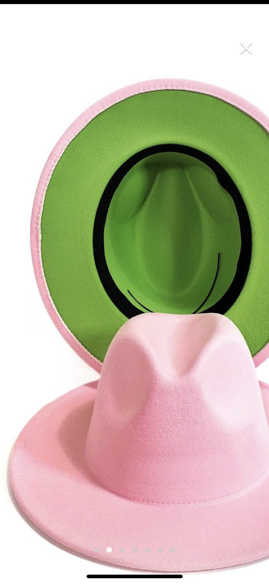 GR - Pink Top Fedora Hat (Green-Bottom Hat)