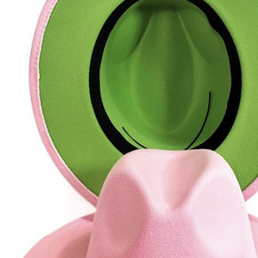 GR - Pink Top Fedora Hat (Green-Bottom Hat)