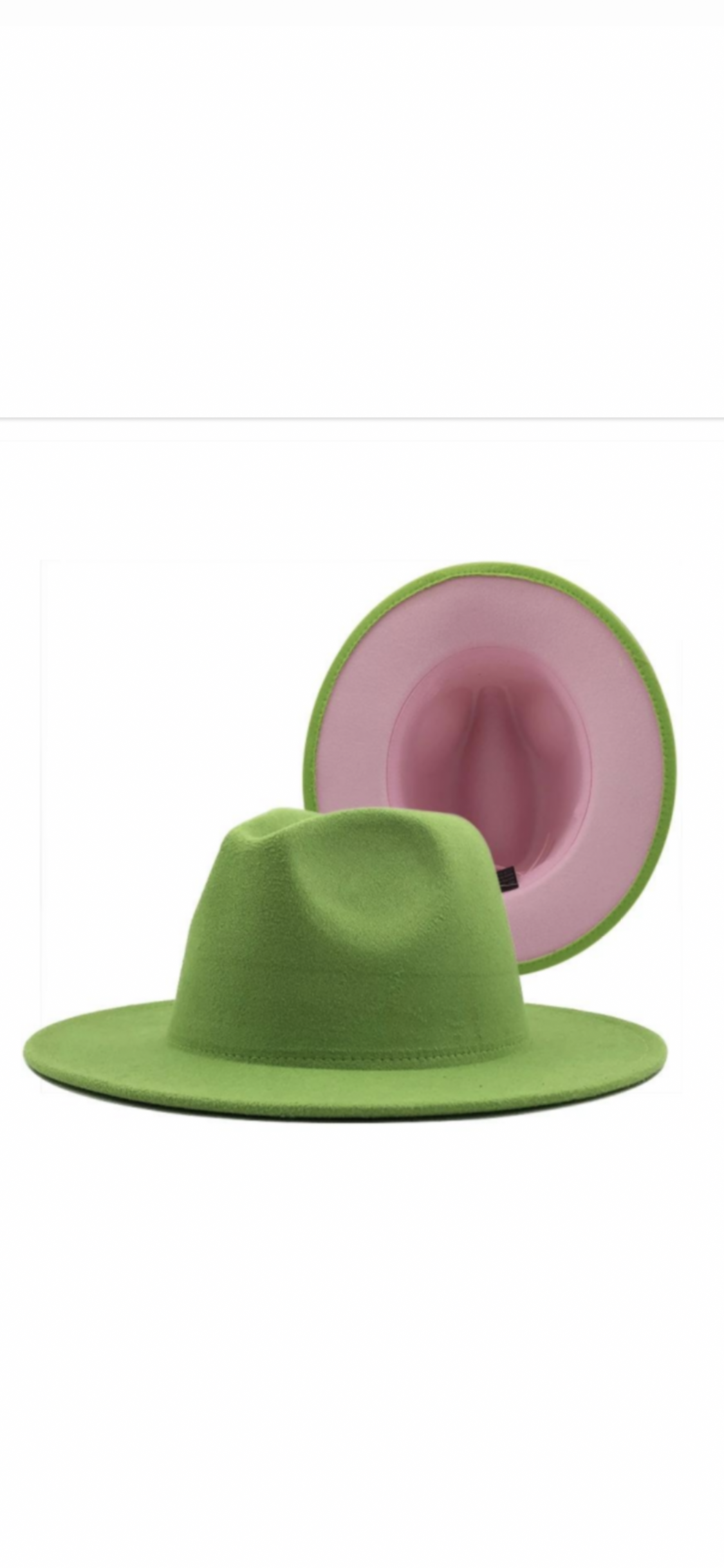 GR - Pink Top Fedora Hat (Green-Bottom Hat)
