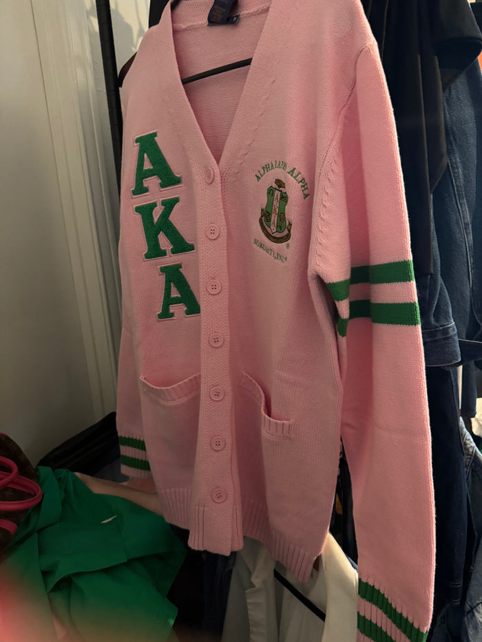 BD AKA PINK Cardigan Sweater Greek Rally Apparel