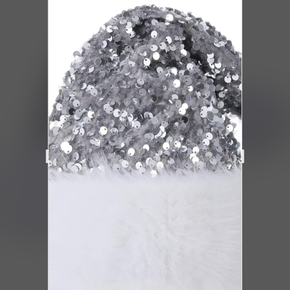 Silver BLING Santa Cap