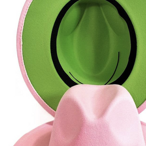GR - Pink Fedora Hat (Green-Bottom Hat