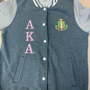AKA Gray letterman Jacket (Front Lettering Only)