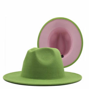 GR - Green Fedora Hat (Pink-Bottom Hat